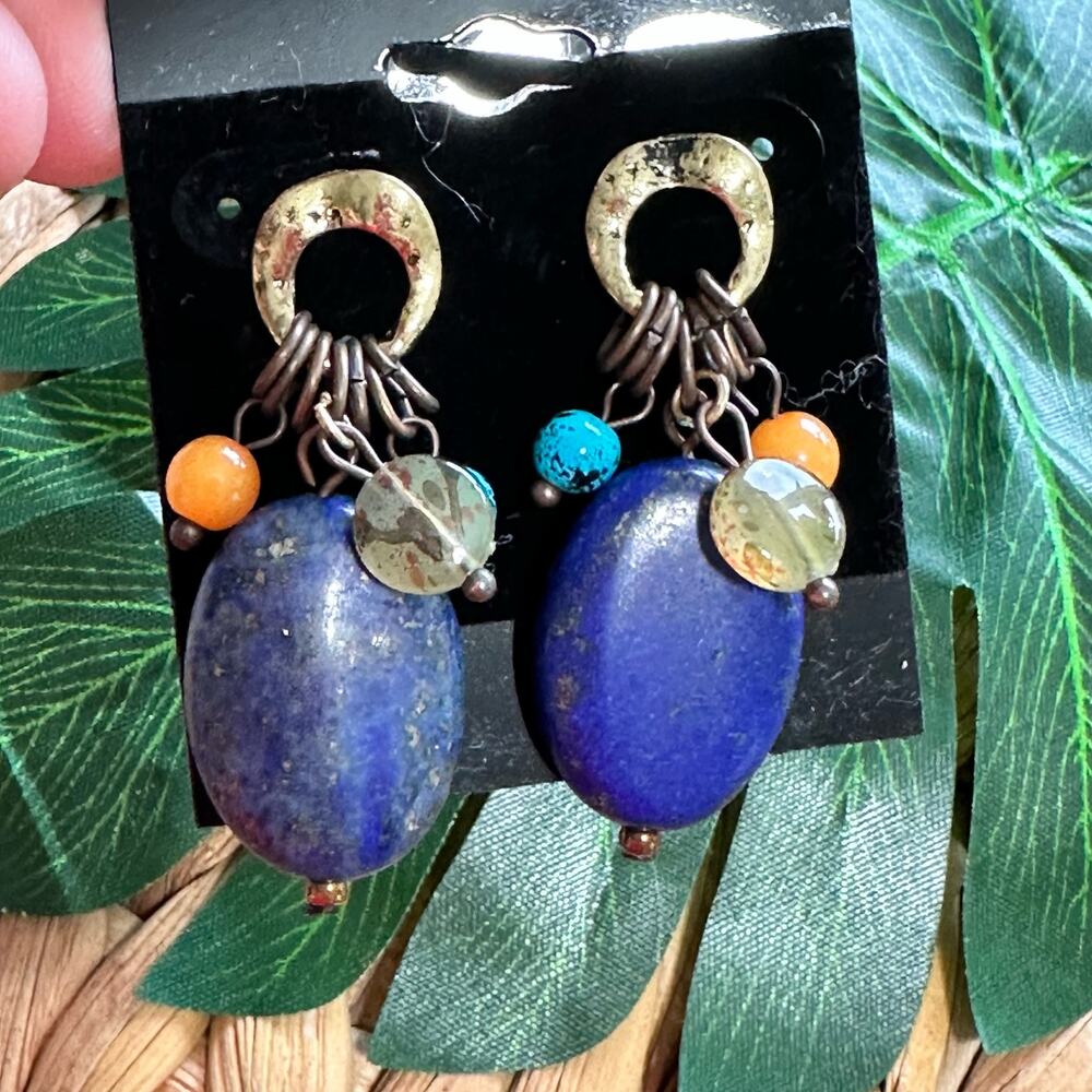 BOGO FREE Blue lapis beaded earrings